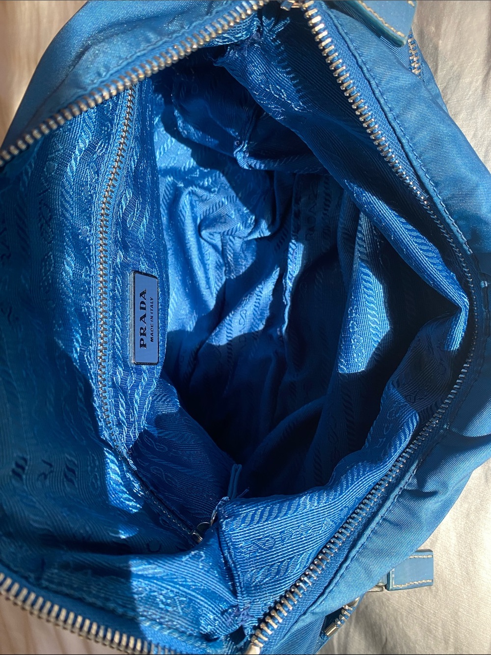 Vintage Prada Teal-Blue Nylon Crossbody Shoulder Bag - Picture 10 of 11